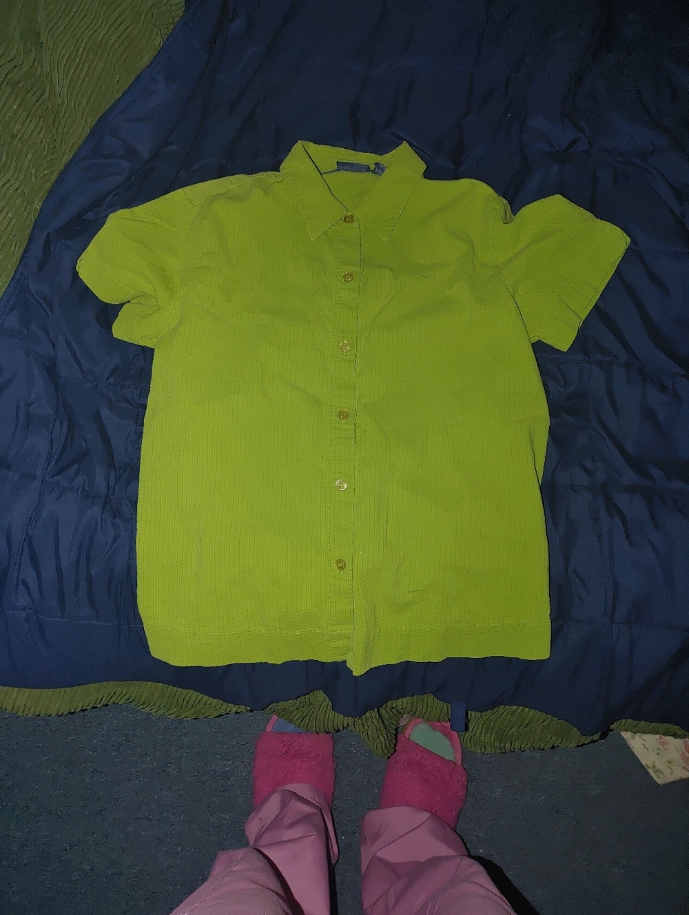 Lime Green Short Sleeve Button-Up Shirt